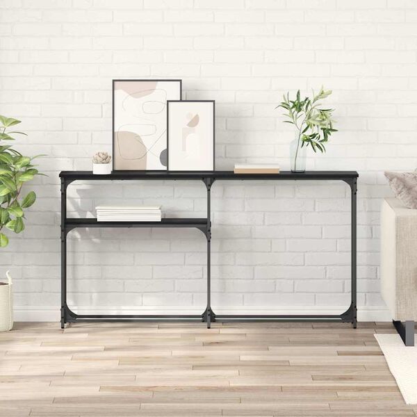 vidaXL MesadeConsola Carvalho Preto 146 x 22,5 x 75 cm