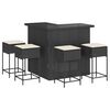 vidaXL 5 pcs conjunto de bar p/ jardim c/ almofad&otilde;es vime PE preto