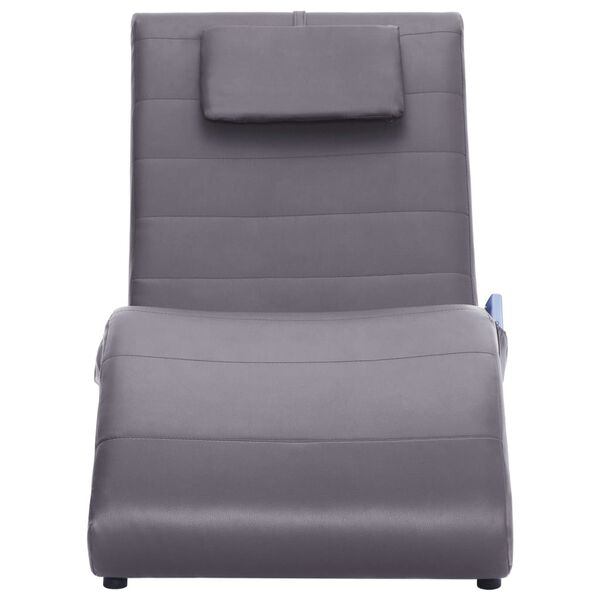 vidaXL Chaise longue de massagem c/ almofada couro artificial cinzento