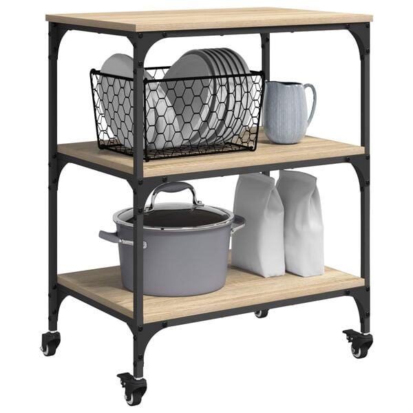 vidaXL Carrinho de Cozinha Carvalho Sonoma 60 x 41 x 76 cm