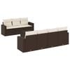 vidaXL 8 pcs conjunto sof&aacute;s de jardim c/ almofad&otilde;es vime PE castanho