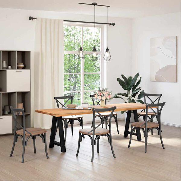 vidaXL P&eacute;s para mesa de jantar em formato A, 2 pe&ccedil;as, preto, 60x(72-73) cm, a&ccedil;o