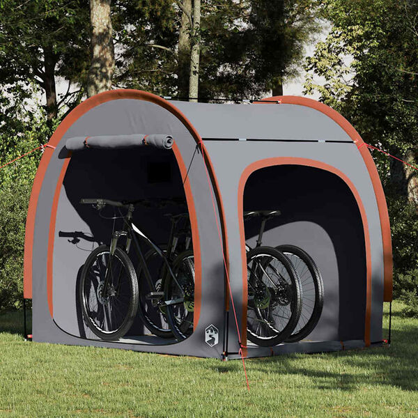 vidaXL Tenda para arrumação de bicicletas com telhado Cinza e Laranja