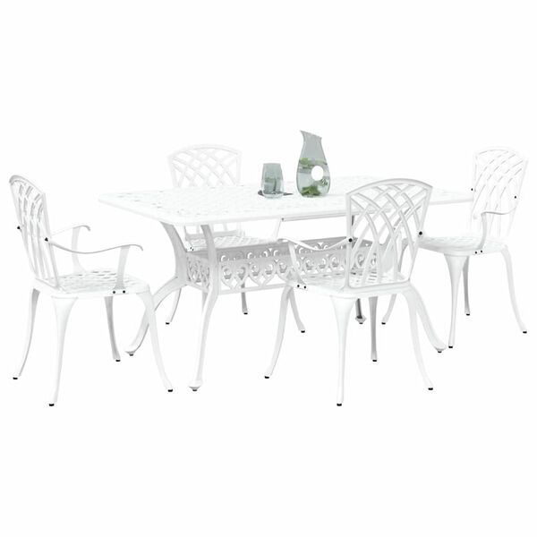 vidaXL Conjunto de Jantar para Jardim 5 pcs Branco Alum&iacute;nio