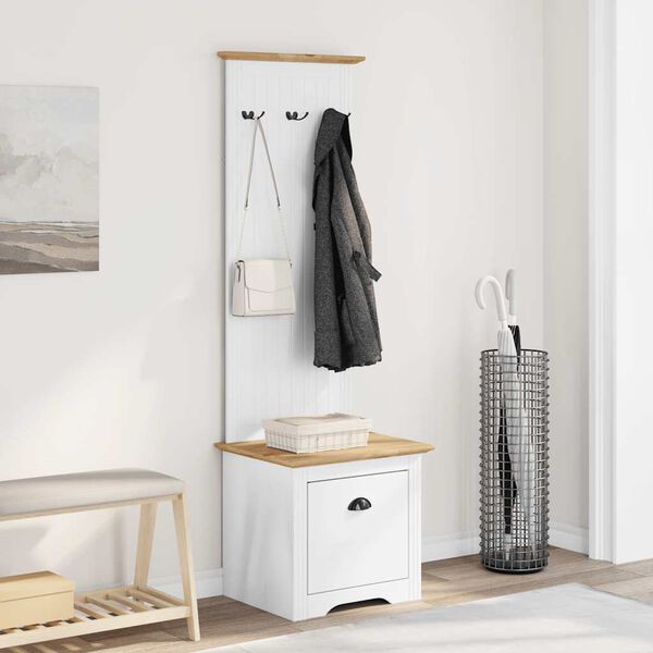 vidaXL Arm&aacute;rio corredor com ganchos BODO branco castanho 50x40x157 cm