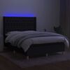 vidaXL Cama box spring c/ colch&atilde;o e LED 140x200 cm tecido preto
