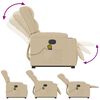 vidaXL Poltrona elevat&oacute;ria de massagens tecido cor creme