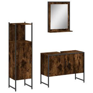 vidaXL 3 pcs conjunto m&oacute;veis WC derivados de madeira carvalho fumado