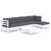 vidaXL 6 pcs conjunto lounge de jardim c/ almofad&otilde;es pinho branco