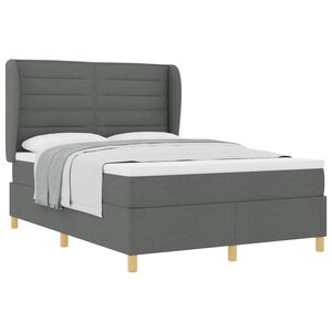 vidaXL Cama Box Springs com Colch&atilde;o Cinza Escuro 90x190 cm tecido