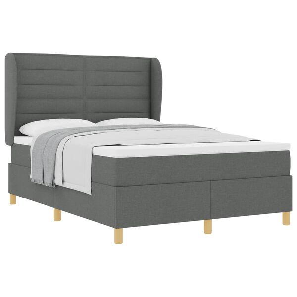 vidaXL Cama Box Springs com Colch&atilde;o Cinza Escuro 90x190 cm tecido