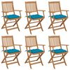 vidaXL Cadeiras de jardim dobr&aacute;veis c/ almofad&otilde;es 6 pcs ac&aacute;cia maci&ccedil;a