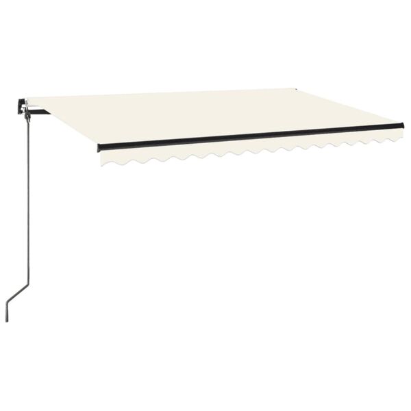 vidaXL Toldo retr&aacute;til manual com LED 450x350 cm cor creme