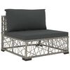 vidaXL 6 pcs conjunto lounge de jardim c/ almofadões vime PE cinzento