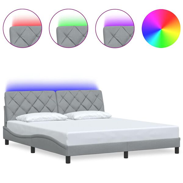 vidaXL Estrutura de cama com LED sem colch&atilde;o 180x200 cm tecido