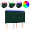 vidaXL Cabeceira de cama c/ LED veludo 147x16x118/128 cm verde-escuro