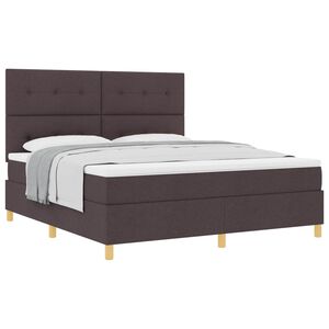 vidaXL Cama Box com colch&atilde;o Marrom Escuro 180 x 200 cm tecido