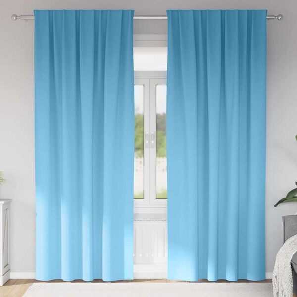 vidaXL Cortinas Blackout com Argolas 2 pcs Azul Claro 260 x 140 cm