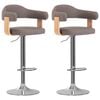 vidaXL Bancos de bar 2 pcs tecido e madeira curvada cinza-acastanhado