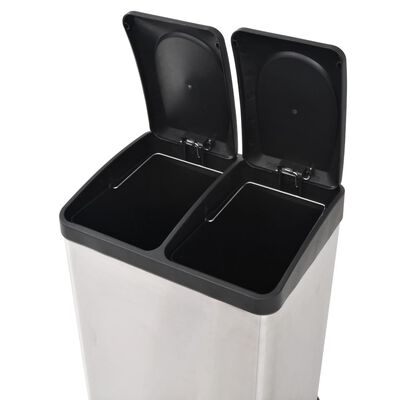 Maison Exclusive - Caixote do lixo para reciclagem com pedais 30 L aço  inoxidável