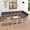 vidaXL 14 pcs conjunto lounge de jardim com almofad&otilde;es pinho maci&ccedil;o