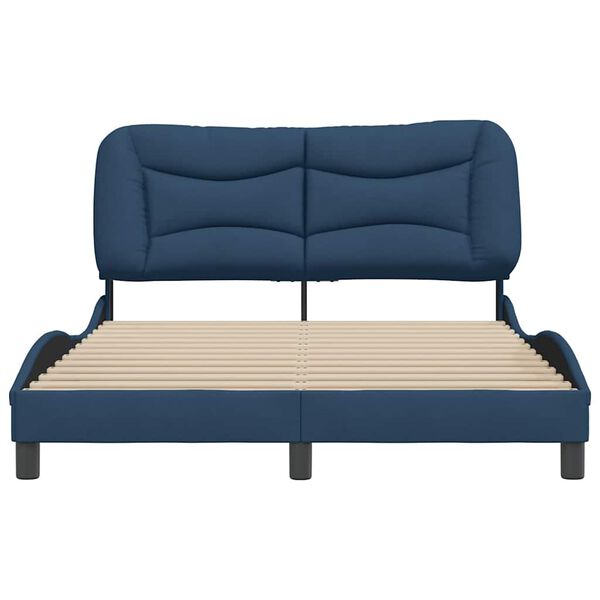vidaXL Estrutura de cama sem colch&atilde;o Hvar 140x200 cm tecido azul