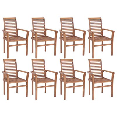 vidaXL Cadeiras de jantar empilháveis 8 pcs madeira de teca maciça