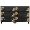 vidaXL Buffet 2 pcs Preto 60 x 33 x 75 cm Madeira de manga maci&ccedil;a