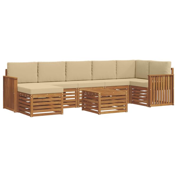 vidaXL Conjunto de Sof&aacute; Sectional com almofada 8 pcs Natural e Bege