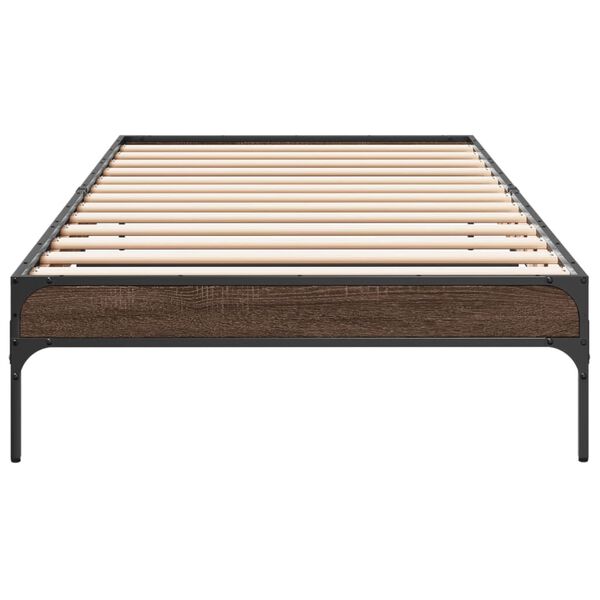 vidaXL Estrutura de cama derivados de madeira/metal carvalho castanho