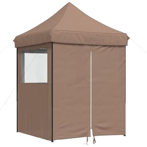 vidaXL Tenda p/ festas pop-up dobr&aacute;vel com 4 paredes laterais castanho