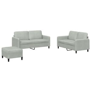 vidaXL 3 pcs conjunto de sof&aacute;s veludo cinzento-claro