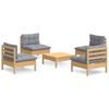 vidaXL 5 pcs conjunto lounge de jardim c/ almofad&otilde;es cinzentos pinho