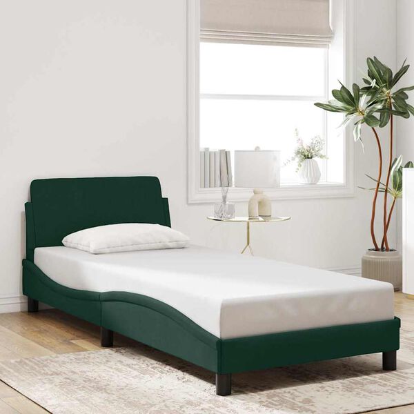 vidaXL Estrutura de cama Dover 90x200 cm veludo verde-escuro