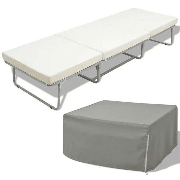 vidaXL Cama dobr&aacute;vel com colch&atilde;o a&ccedil;o 70x200 cm branco