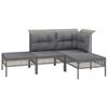 vidaXL 11 pcs conjunto lounge de jardim c/ almofad&otilde;es vime PE cinzento