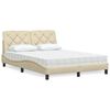 vidaXL Cama com colch&atilde;o 120x200 cm tecido cor creme