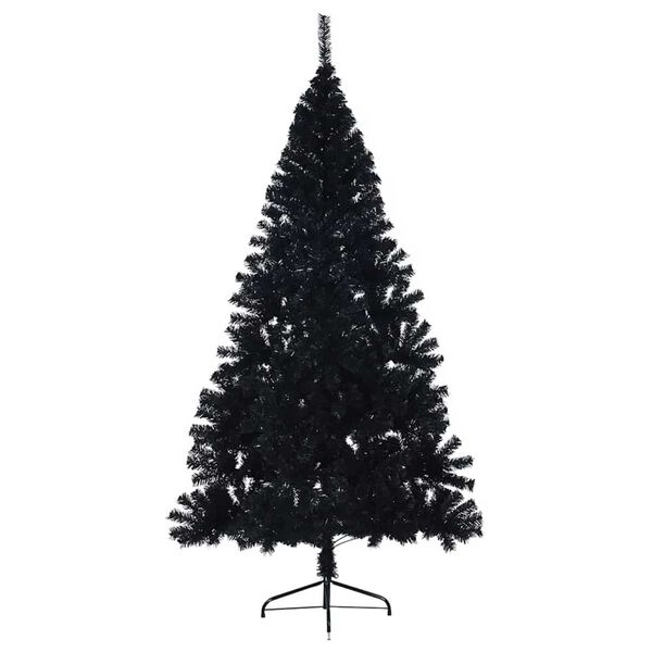 vidaXL &Aacute;rvore de Natal Artificial Pr&eacute;-iluminada Preto 210 cm PVC