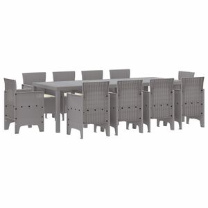 vidaXL Conjunto de Jantar para Jardim 11 unid. Cinzento-claro