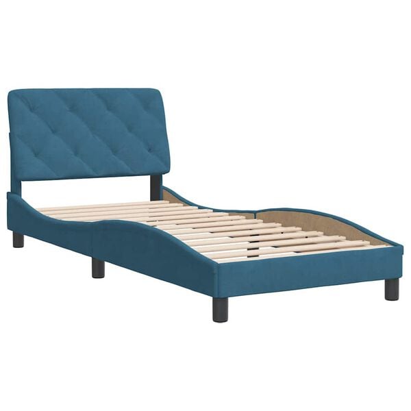 vidaXL Estrutura de cama sem colch&atilde;o 80x200 cm veludo azul