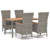 vidaXL 5 pcs conjunto de jantar p/ jardim c/ almofad&otilde;es vime PE cinza