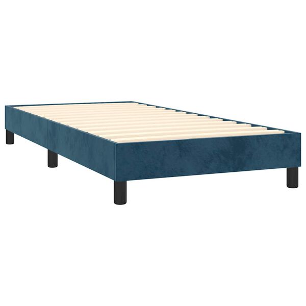 vidaXL Estrutura de cama com molas 90x190 cm veludo azul-escuro
