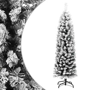 vidaXL &Aacute;rvore de Natal artificial fina com neve 150 cm PVC verde