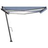 vidaXL Toldo retrátil manual com LED 450x300 cm azul e branco