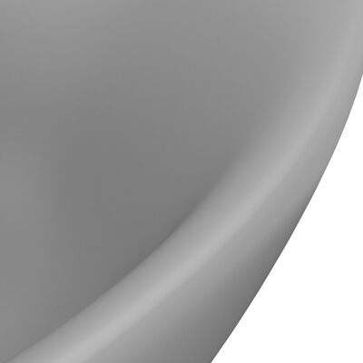 vidaXL Lavatório luxuoso oval 58,5x39 cm cerâmica cinza-claro mate