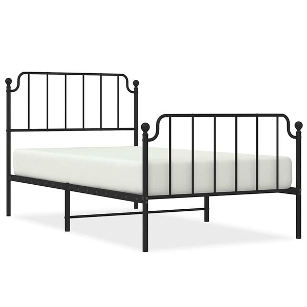 vidaXL Estrutura de cama com cabeceira e p&eacute;s 100x200 cm metal preto