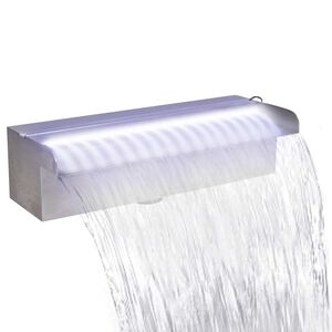vidaXL Fonte para piscina retangular com LEDs 30 cm a&ccedil;o inoxid&aacute;vel