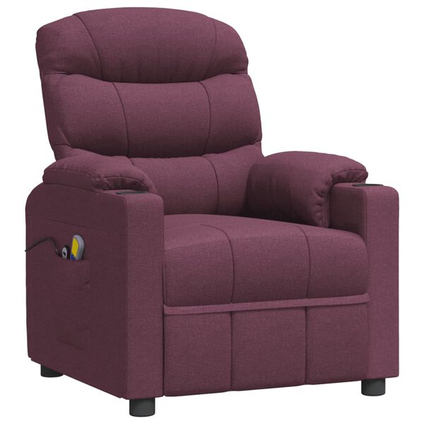 vidaXL Poltrona de massagens el&eacute;trica tecido roxo