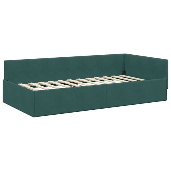 vidaXL Estrutura de Cama de Canto Verde Escuro 80 cm x 200 cm