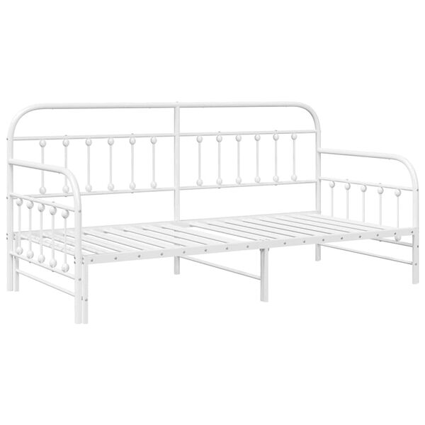 vidaXL Estrutura de cama de dia Branco 100 x 190 cm A&ccedil;o revestido a p&oacute;